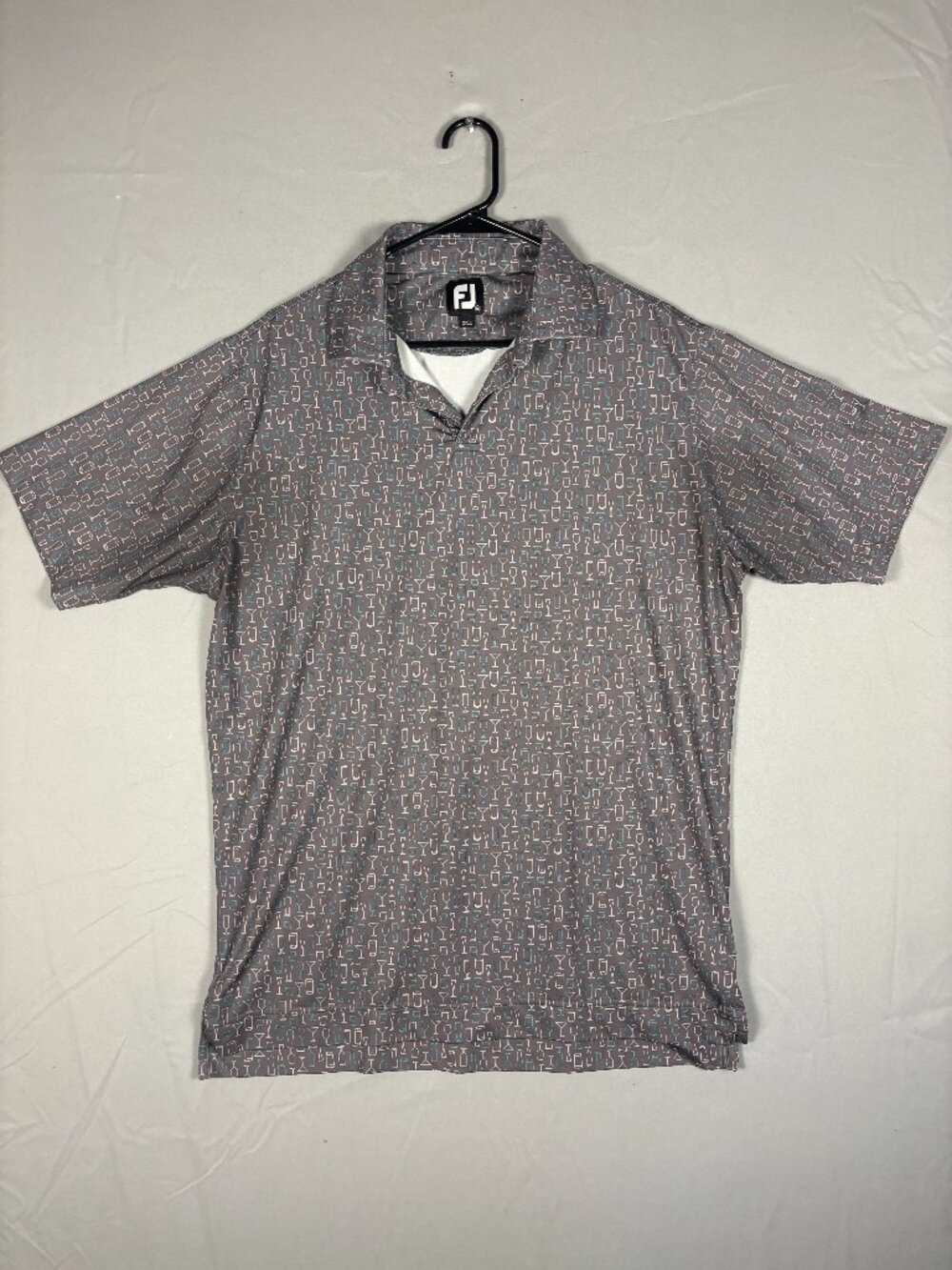 FootJoy Mens Lisle Glass Print Golf Polo Shirt Performance Moisture Wicking - Picture 1 of 7